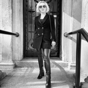 Zara velvet formal double breasted black jacket